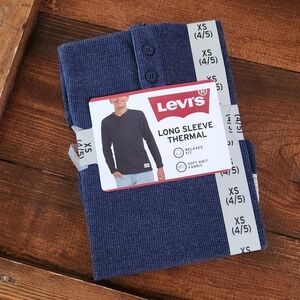 BNWT Levi Thermal Long Sleeve Shirt Boys Blue 4/5